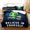 Alien Believe In Yourself Bedding Set Quilt Cover Bed Cover with Pillowcase Twin Single Queen King Size Boys Adult Home Textile