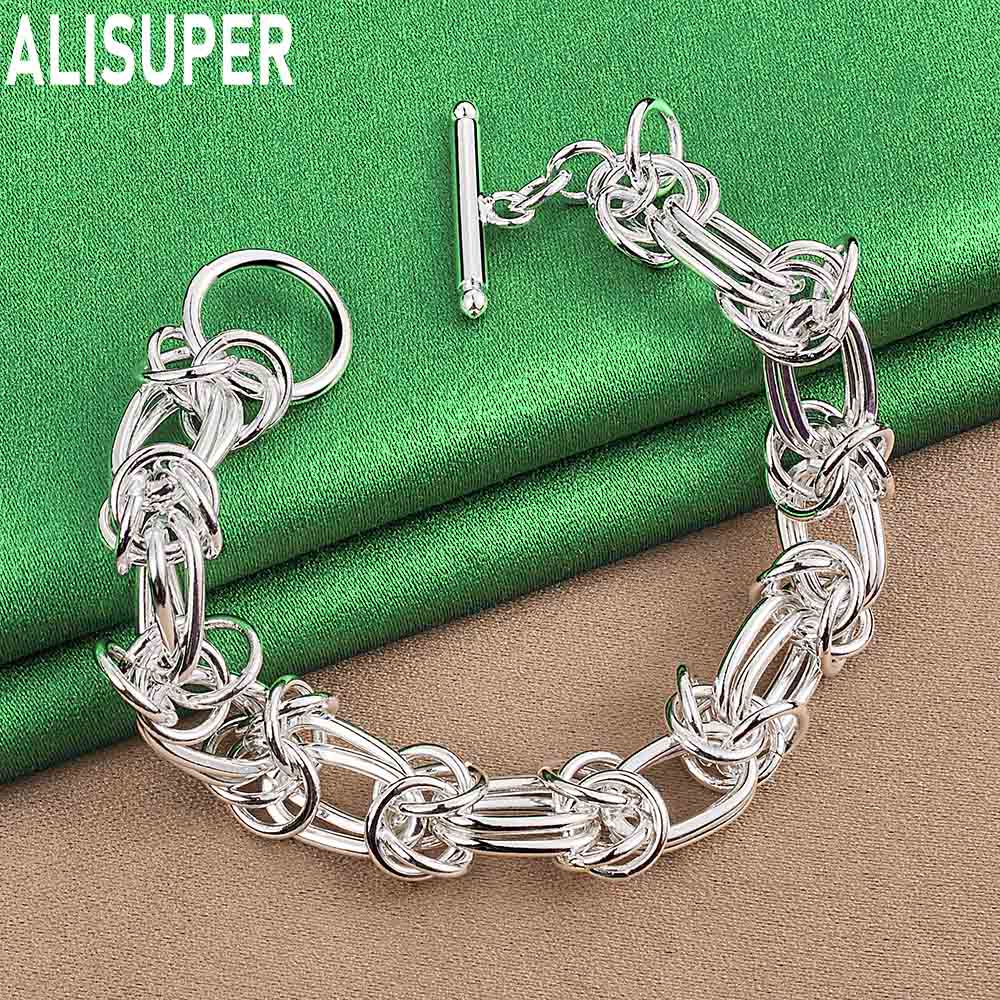 925 Sterling Silver Multi-layer Interlocking Bracelet - Exquisite Gift Jewelry