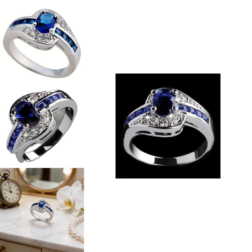 Geometric Oval Zircon Silver Womens Ring With Fashion Chic Style For Trendy Wear