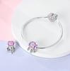 Charm Copper Pinkish-Purple Flower Butterfly Pendant Fits Charm Plata Genuine Bracelets Bead Women Jewelry Crafting