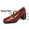 Krazing Pot Sheepskin Round Toe Size 41 Chunky High Heels Buckle Straps Vintage Autumn Pumps