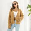 Three-dimensional Bubble Lantern Sleeve Loose Knitted Cardigan Women's Autumn and Winter  Sweater