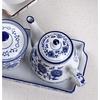 123Arts Blue and White Ceramic Small Tea Pot Retro Flower Teapot Water Pot Coffee Pot with Lid, 500ml,16.5oz