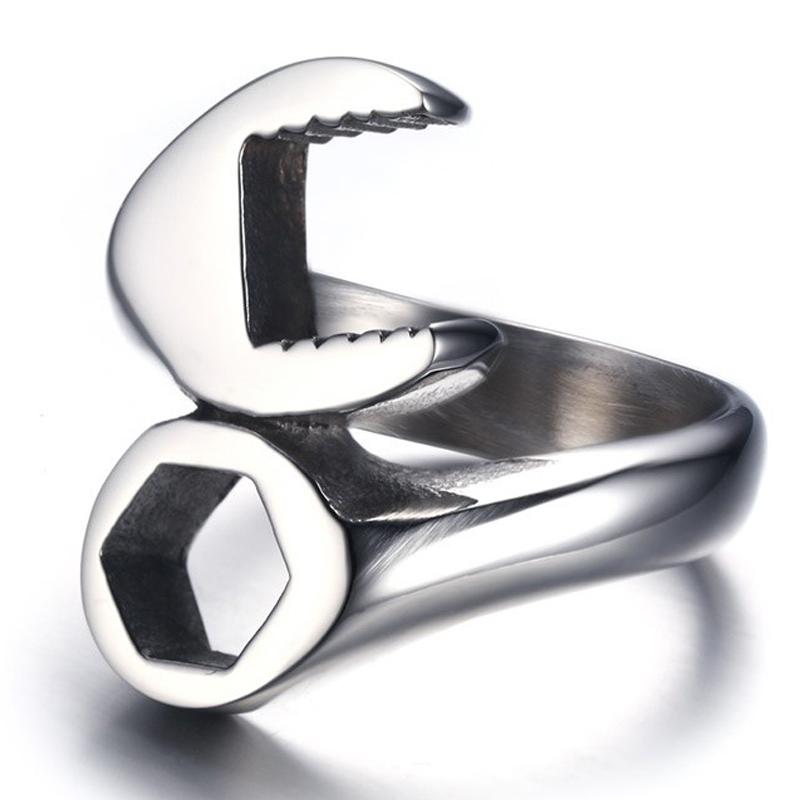 Personalized titanium steel  wrench rin open ring punk ring