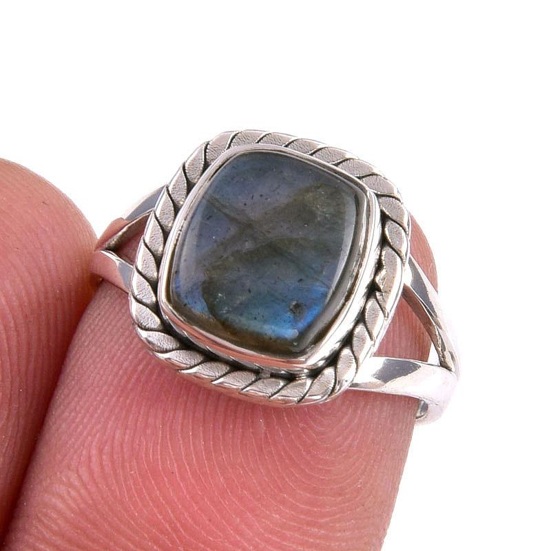 

Natural Labradorite Gemstone 925 Solid Sterling Silver Jewelry Ring Size 6 M4t18