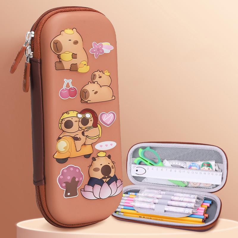 3D Capybara Pencil Case Drop Resistant Student School Supplies Large Capacity Multifunctiona Pen Pouch Stationery
