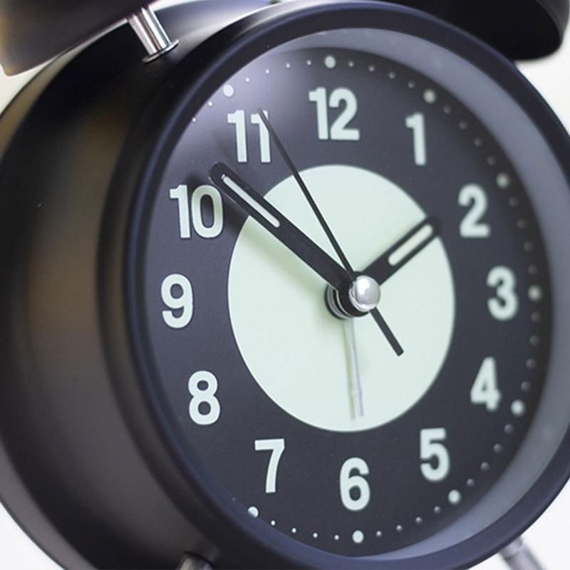 Classical Double Bells Metal Alarm Clock Quiet Nonticking Bright Night Lamp Dials Bedroom Clock for Heavy Sleepers