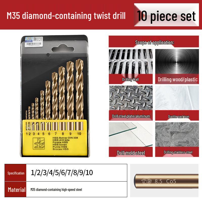 Tiangong Cobalt Twist Drill Bit Set for Stainless Steel, Mold Steel, and Cast Iron Drilling