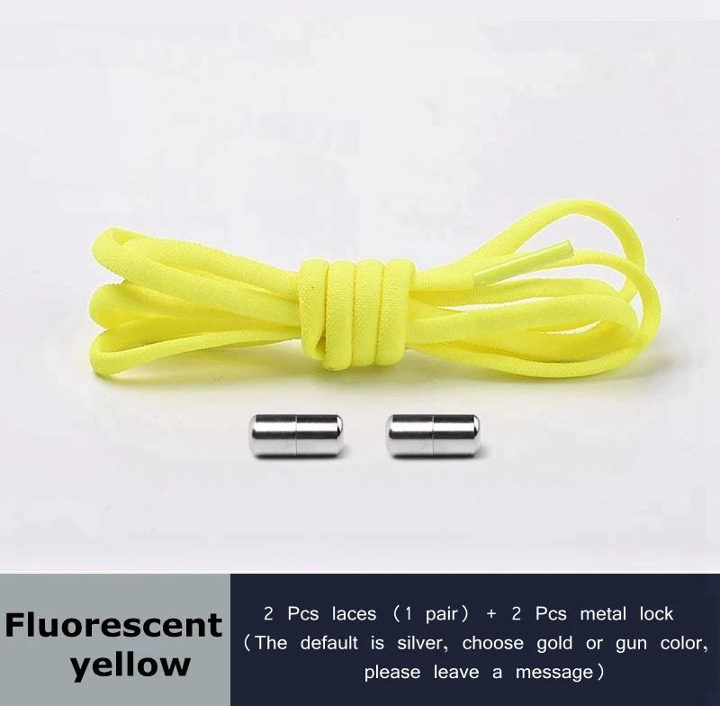 Elastic Shoelaces Round Metal Lock Shoe Laces Without Ties Convenient And Safe Lazy Shoes Lace For Sneakers Accessories