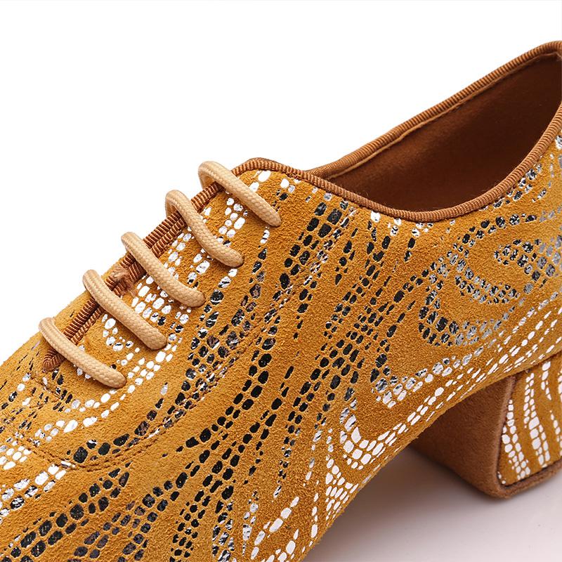 Moderne Jazz-Tanzschuhe aus Wildleder für Damen und Mädchen, glänzende Tanzschuhe für Lehrer, Übungstanzschuhe, rutschfest, mittlerer Absatz, 5 cm