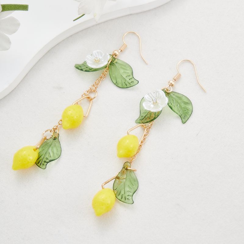 Glass Lemon Earrings Light Weight Fruit Food Earrings Can Love Kawaii Earrings Pastoral Earrings For Women Her Birthday Present