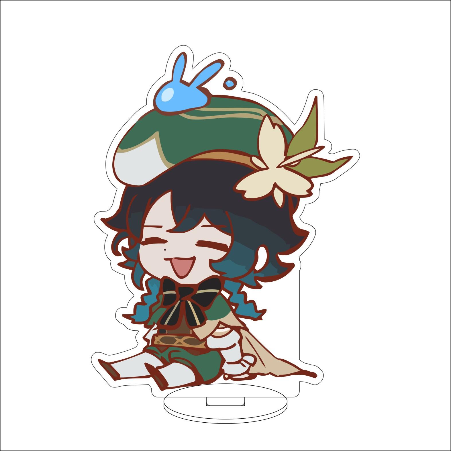 

10CM Anime Genshin Impact Figure Stand Model Barbatos Cute Desk Decor Standing Sign Gifts 10CM