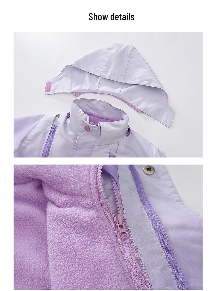 Mädchen 3-in-1 Abnehmbarer Windbreaker: 2025 Fleecegefütterte Jacke für Frühling, Herbst und Winter