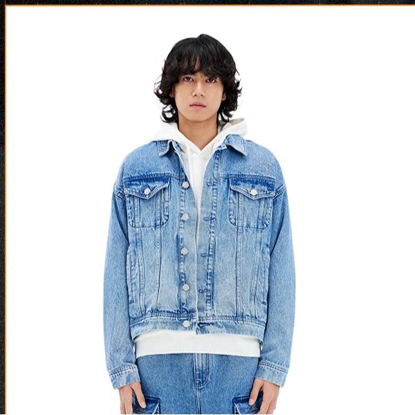 Li Ning Denim Jacket Men's Light Blue AJDU105-1