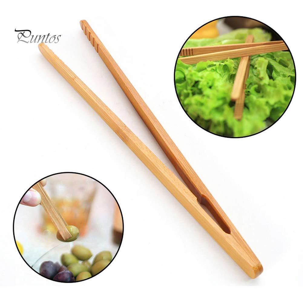 Puntos 4Pcs Bamboo Food Clip Toaster Salad Cake Tea Tweezer Clamp Tongs Cooking Tool