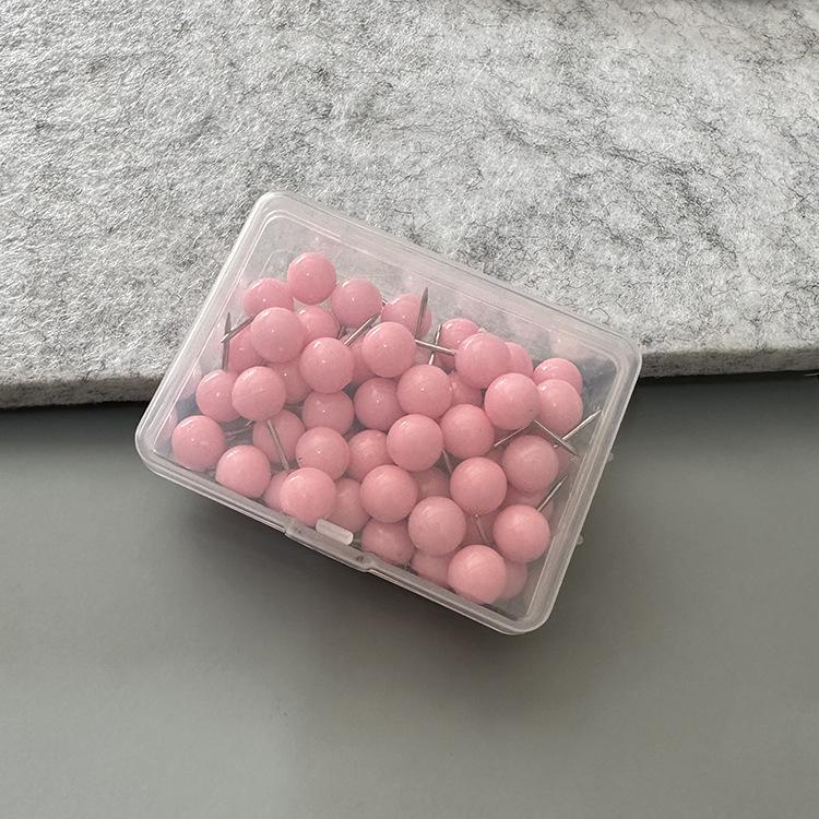 50-Piece Box of Large Pink Push Pins for Felt and Cork Boards