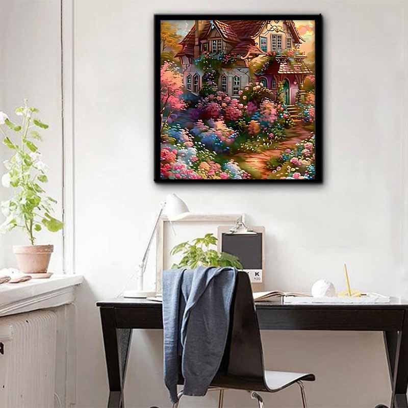 New Arrival 5D DIY Full Circle Diamond Painting "Castle Garden" Embroidery Cross Stitch Home Decor Gift