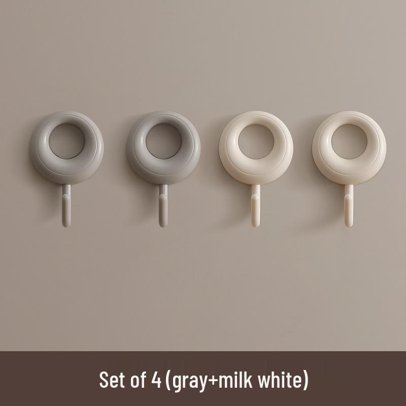 4-Piece Traceless Adhesive Hooks Set: Nail-Free Wall-Mounted Hooks for Kitchen & Bathroom Storage