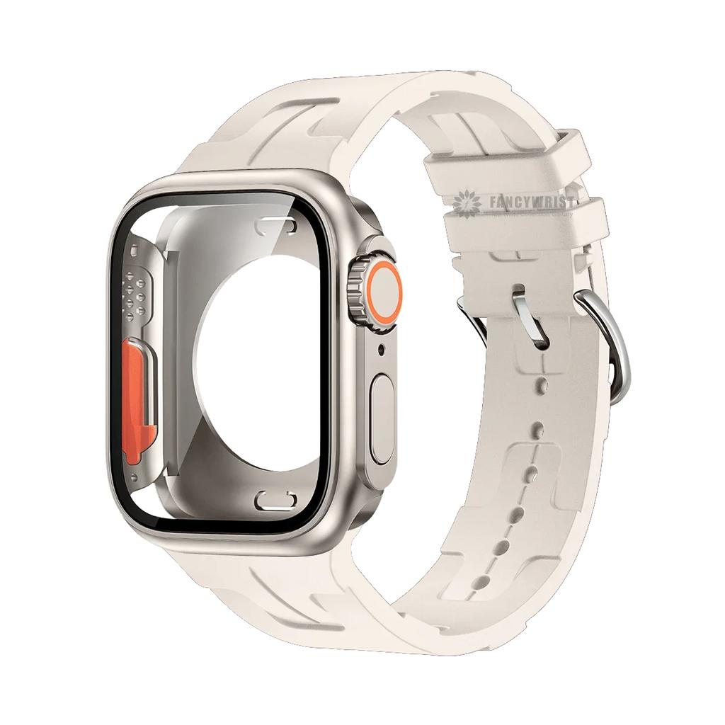 Original Silicone Band &Change To Ultra Case For Apple Watch 9 8 7 6 SE 5 4 Strap For iWatch Series 44mm 45mm 42mm 41mm Bracelet