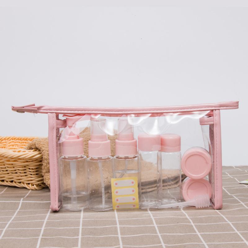 Reiseaufbewahrung Dosierset Sieben Stück Transparent Tragbar Sprühflasche Drücken Leere Lotionflasche PP Plastikflasche