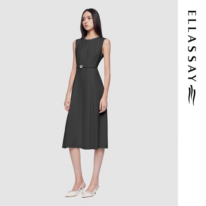ELLASSAY 2025 Summer Rhinestone French Elegant Midi Dress