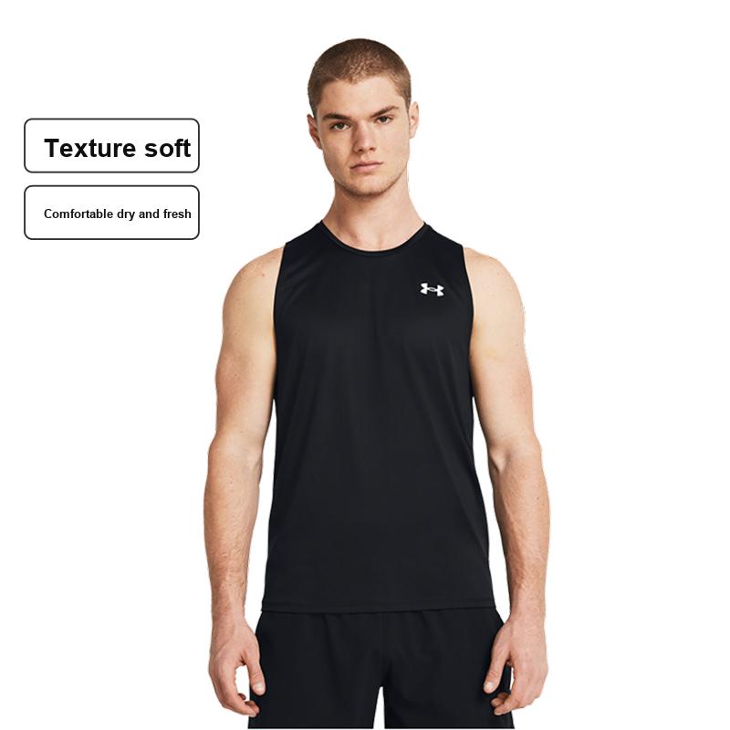 Under Armour Tech Solid Crew Neck Sleeveless Training Vest Men Tops Black 1382795-001