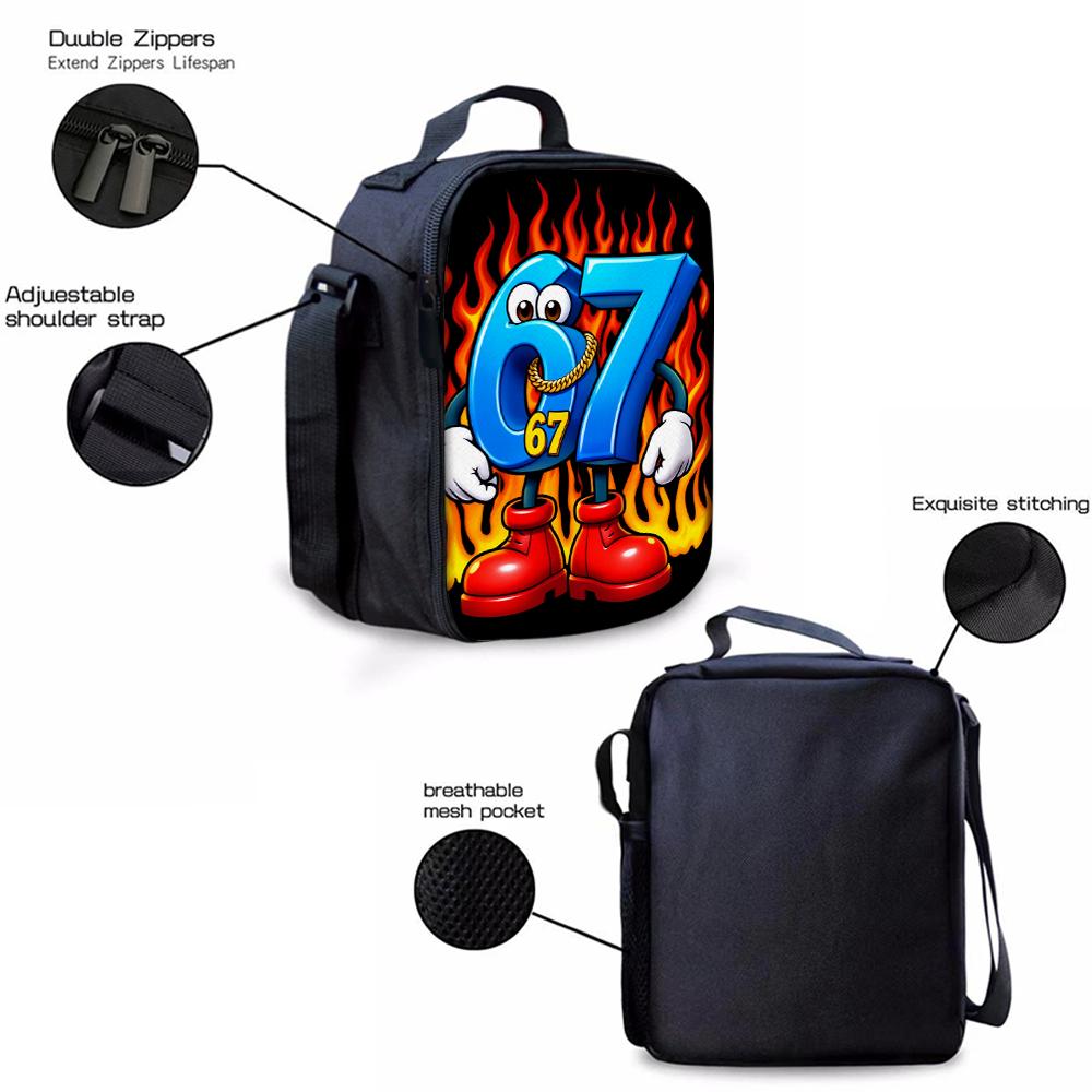 3pcs Cartoon Number 67 Pattern Backpack Set Lightweight Large Capacity School Bag Travel Bag with Shoulder Bag Pencil Bags Gift