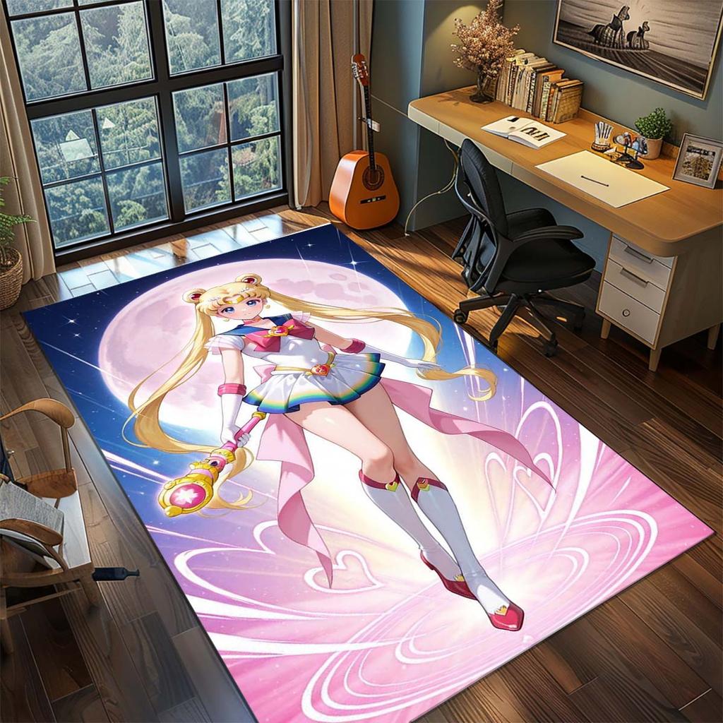 Sailor Moon Anime Teppich Großer Teppich Rutschfeste Waschbare Fußmatte Gamer Zimmer Schlafzimmer Heimdekoration -QJY