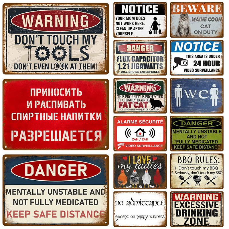 Vintage Metal Signs Plates Tin Sign Posters Man Cave Bar Retro Wall Art Mural Outdoor House Bathroom Home Room Decorations Decor
