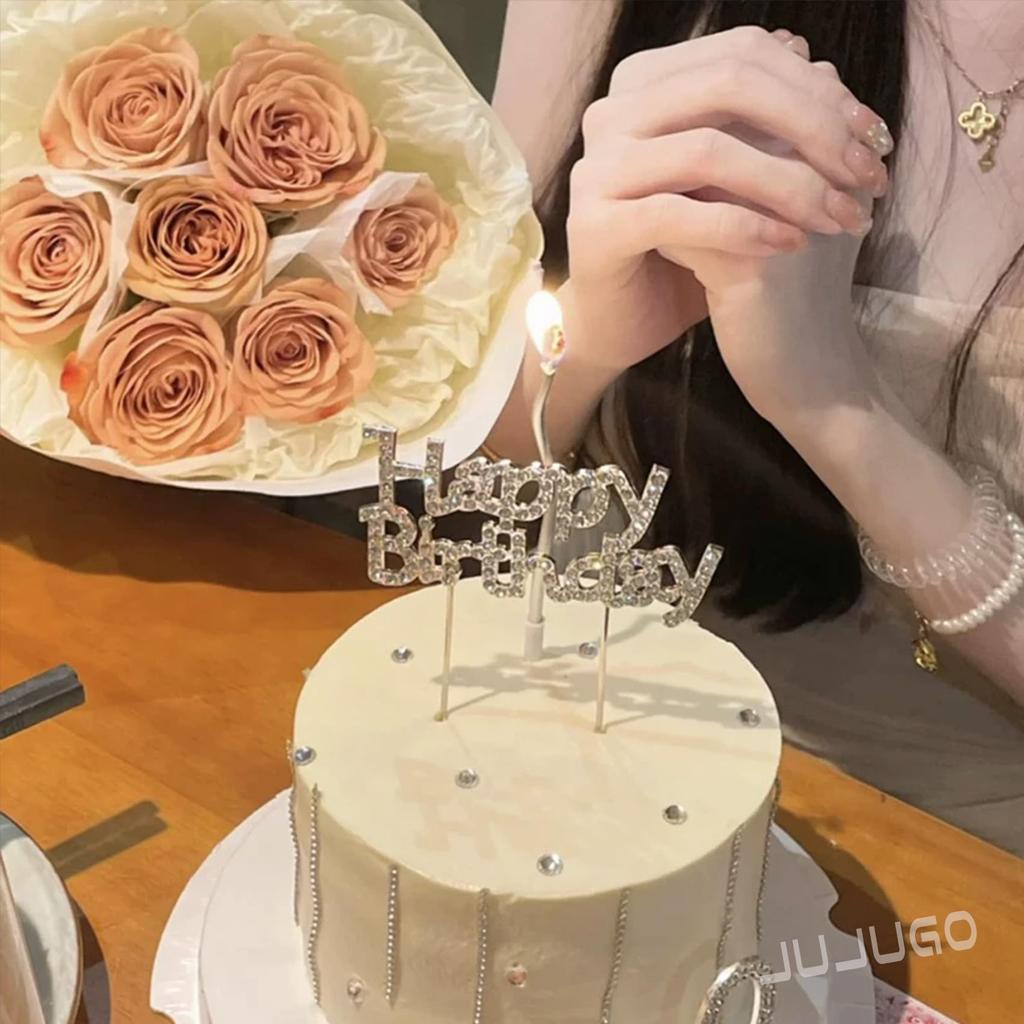 JUJUGO Cake Topper Numbers Birthday Cake Insert Card Water Drill Birthday Decoration Cake Decoration Commemorative Photo Handmade Cake Cake Only 0-9