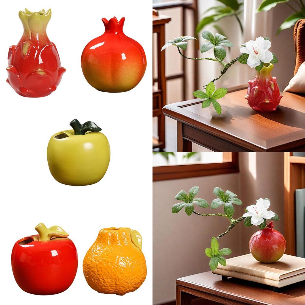 Fruit Shaped Ceramic Flower Vase Propagation Vase Bunch Storage Entryway Desktop Planter Living Room Ornament Minimalist