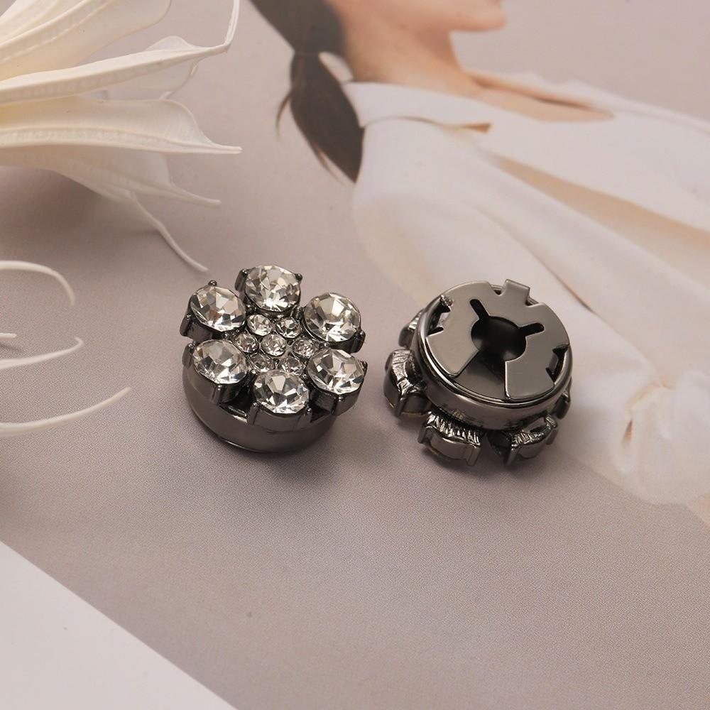 Brass Base Flower Sleeve Button Rhinestone Button Cover Clip  Suit Accessories