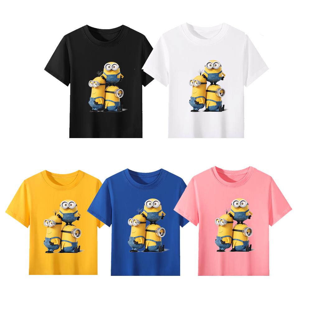 Minions Interactive Group Character Kids Cotton T Shirt Playful Scene Design Comfortable Casual Daily Clothing