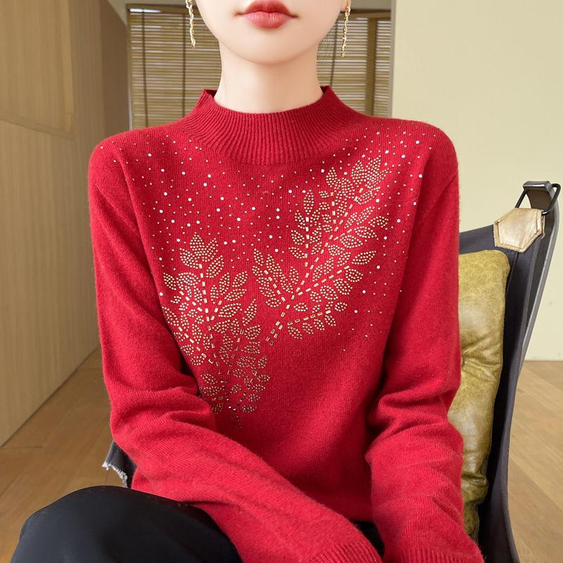 Damtröjor Höst/vinter Högkvalitativ Mjuk Ulltröja med Halvhög Hals och Tjock Kashmirtröja Topp