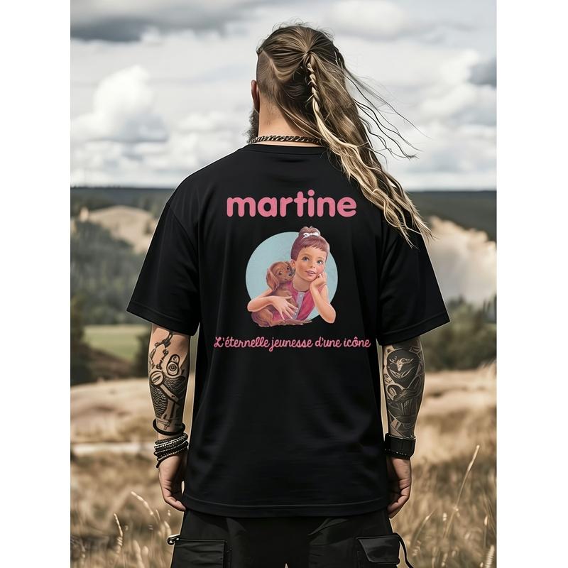 Martine's Pop-up Unisex T-shirt Featuring The Martine's Pop-up Cartoon Character And Signature Geometric Pattern - A Casual Crew Neck Short-sleeved