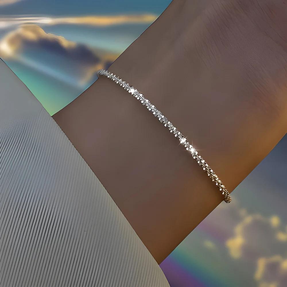 6 Pièces Bracelets Strass Argent 925 pour Femmes Filles Luxe Coréen Scintillant Ciel Étoilé Charms Bracelets Bijoux de Fête