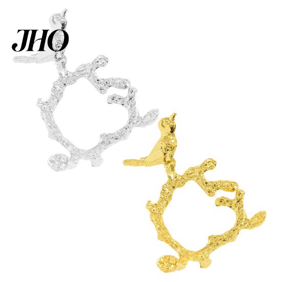 Alloy Napkin Ring Ring, Vintage Branch & Bird Design with Gold Finish, Open-End Holder for Cotton Linen Cloth Dinner Napkins, Wedding Banquet
