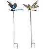 Metal Butterfly Dragonfly Garden Stake Stained Glass Yard Decor Outdoor Lawn Patio Flower Pot Pathway Hanging Ornament