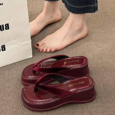Flip-flops Women's Summer Outer Wear Thick-soled Muffin Casual Height Increase New High-heeled Non-slip Beach Cool Slippers