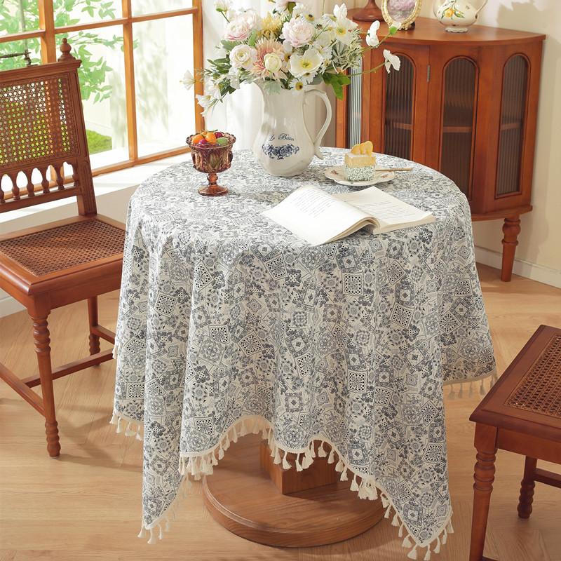 

Pastoral Small Fresh Cotton Jacquard Printing Ethnic Flower Rectangular Tablecloth Coffee Table Dining Table Cloth Cover Towel 60x60