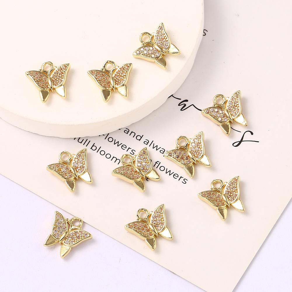 Full Diamond Single Hole Butterfly Pendant Diy Hairpin Bridal Headdress Accessories, Bracelet Necklace Pendant