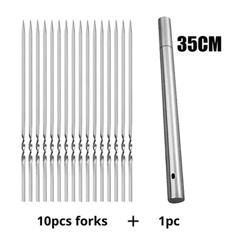 50Pcs Premium Stainless Steel BBQ Skewers Reusable Grill Kebab Sticks for Camping Travel Barbecue Events