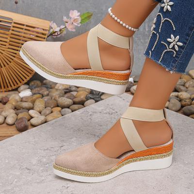 Fashion Women Closed Toe Wedge Sandals Women Summer Elastic Band Gladiator Shoes Woman Fashion Espadrilles Platform Sandals