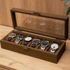 Retro Wood Grain Watch & Jewelry Storage Box - High-Grade Dustproof Display
