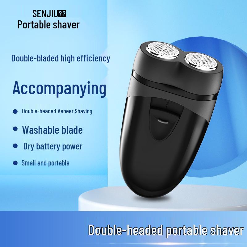 Mini Portable Electric Shaver for Men - Steel Double Blade, Battery Operated, Floating Design, Ideal as a Gift.