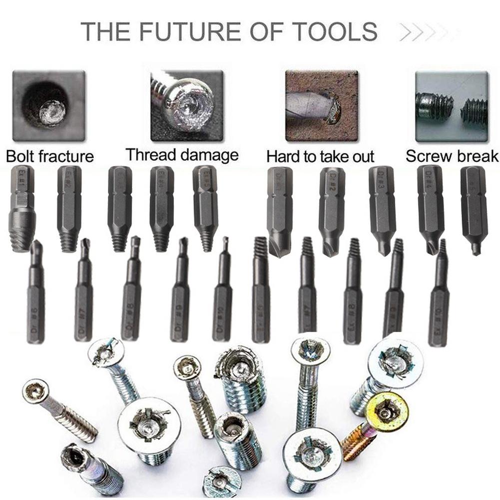 22PC Double Head Broken Screw Extractor Reverse Thread Bolt Removal Tool For Home Repairs DIY Projects Screw Extraction Tools