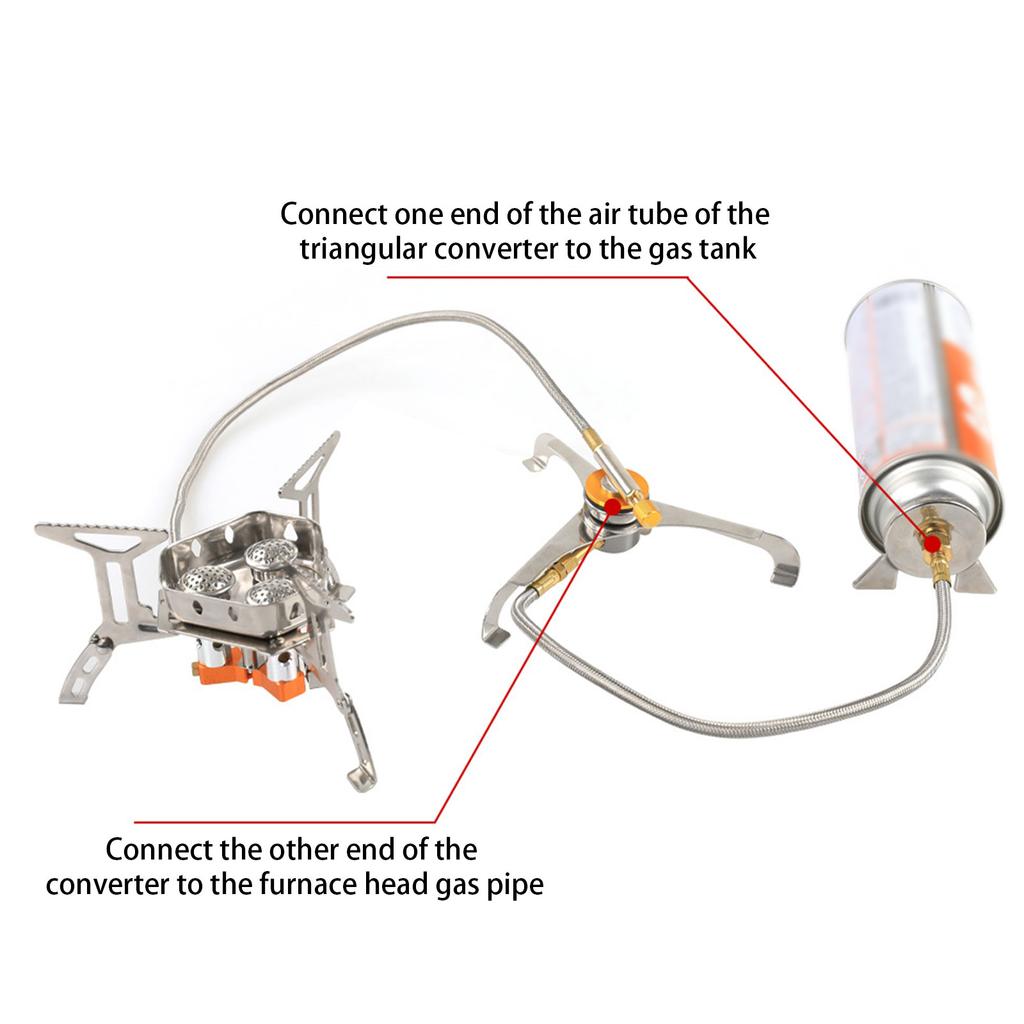 Camping Stove Burner Converter Stainless Steel Gas Cartridge Adapter Camping Stove Adapter Hiking Cookware Accessory