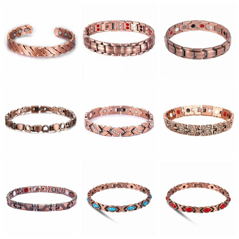 17 Style Vintage Copper Color Magnetic Weight Loss Bracelets for Women Pain Relief Bio Energy Blood Pressure Accessory JewelryGood Product