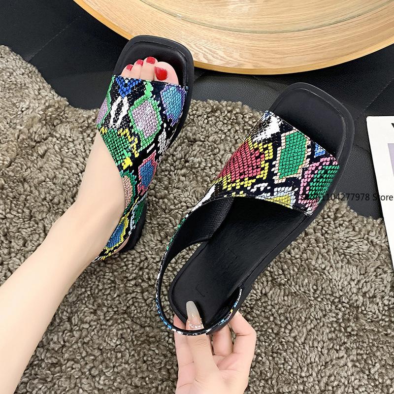 Fashion Hot Sale Women Leopard Sandals Summer Mixed Colors Outdoor Shoes for Women Casual Beach Large Size Wedge Sandals Pumps De Mujer
