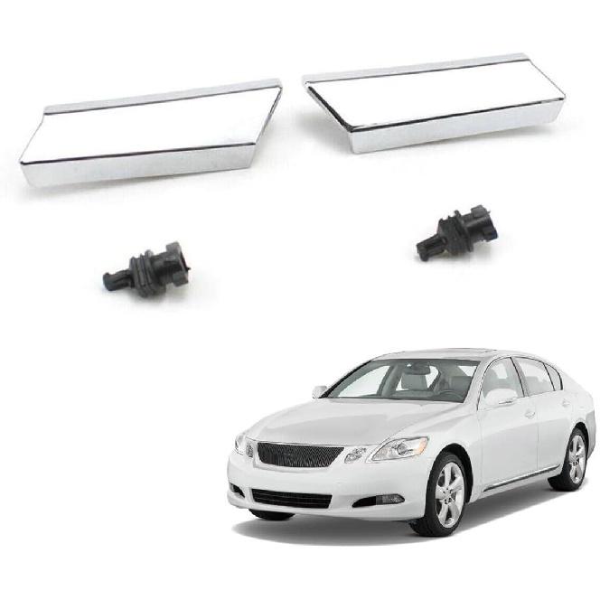 2Pcs Headlight Washer Nozzle Cover Chrome & Clip For 2006-2011 LEXUS GS300 GS350 GS430 GS450h GS460 Right+Left 85207-30031 85208-30031